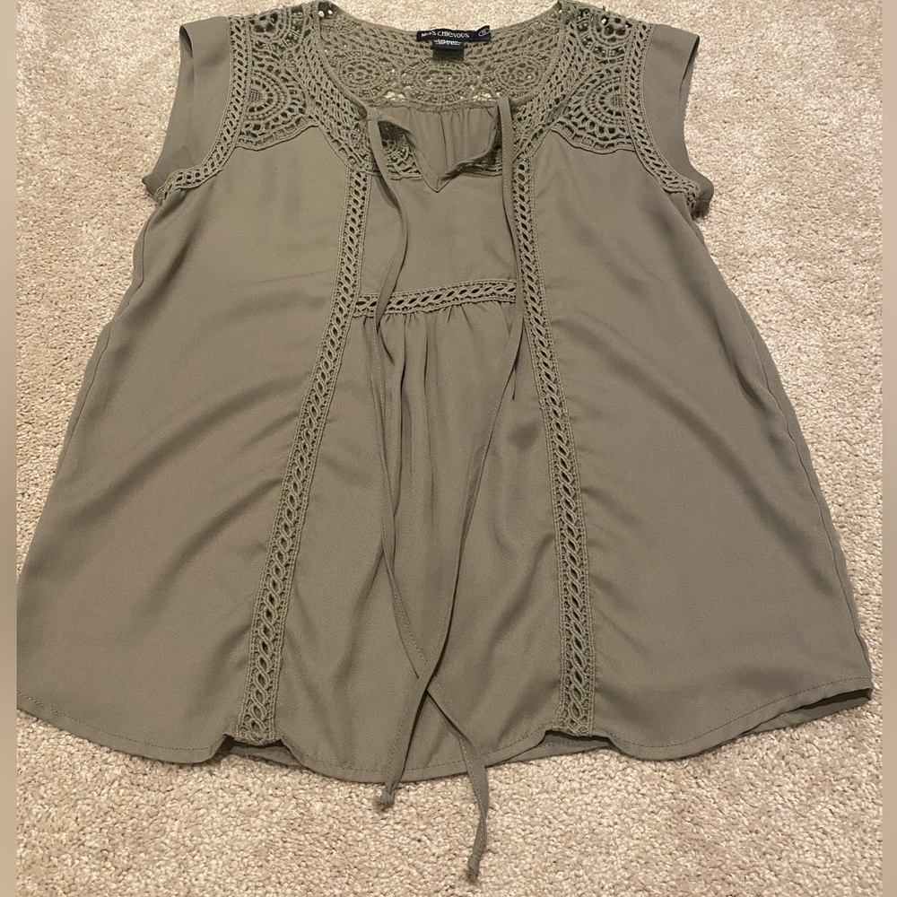 Miss Chievous Boho style Women's shirt top olive green
